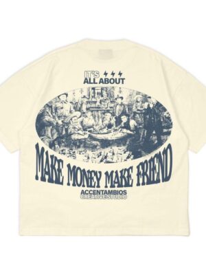 AccentAmbios - Boxy  Tshirt Make Money Make Friend Cream
