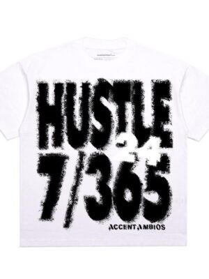 AccentAmbios Boxy  Tshirt Hustle 365/7 White