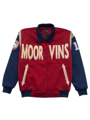 Moorvins Varsity Jacket Maroon Polar Fleece