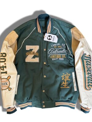 Varsity Bomber Fleece Kombinasi Lengan Semi Kulit