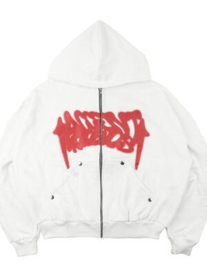 AccentAmbios - Zipper Hoodie AcAmb Pink White 330Gsm Cotton Fleece