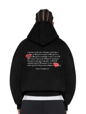 HHSCO - Hoodie Boxy Kantong Unisex Original True Love Black Cotton Fleece
