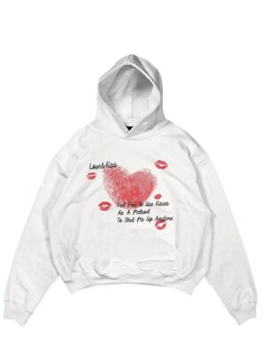 HHSCO - Hoodie Pria Boxy Finger Love White