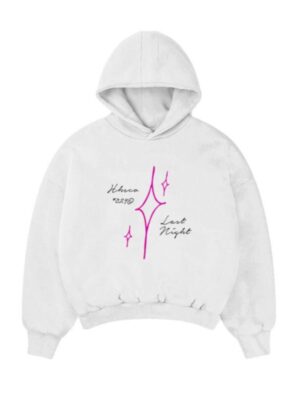HHSCO - Hoodie Boxy White Last Night 280/300 Gsm Unisex Oversize Cotton Fleece