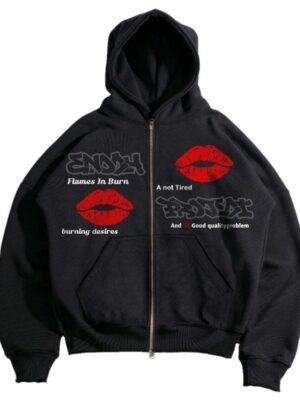 Enoch | Hoodie Zipper Boxy Oversize Fleece Redkiss
