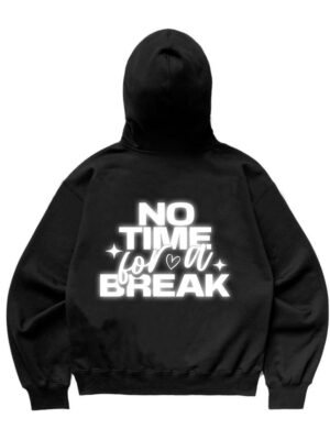 JICO - Sweater Hoodie Boxy Oversize Menyala NO TIME FOR BREAK Sablon Reflective