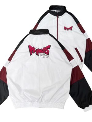 PHOMPPHIESS Jaket Retro Putih Strip