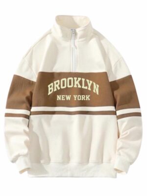 PHOMPPHIESS Jaket Sweater Halfzip Oversize Beige