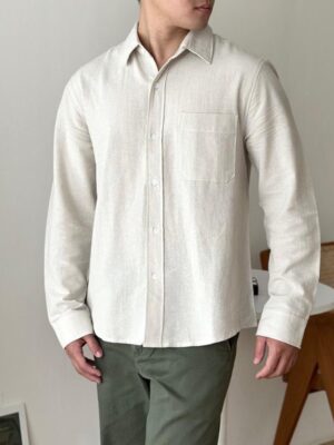 COZYCLUB Long Sleeve Linen Shirt | Kemeja Polos