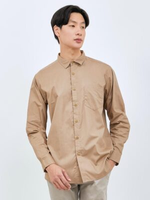 M231 Kemeja Pria Basic Polos Panjang Khaki