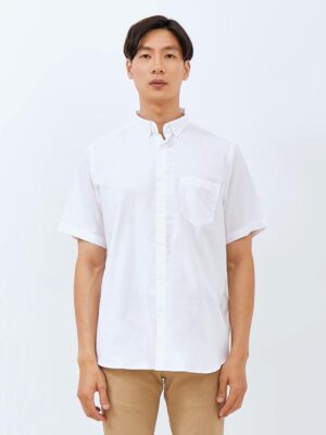 M231 Kemeja Pria Basic Polos Oxford Pendek Putih