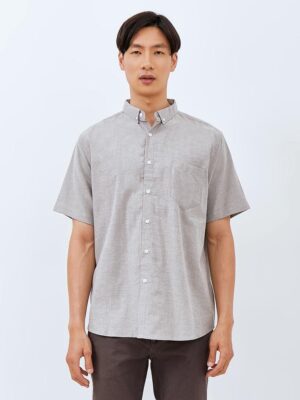 M231 Kemeja Pria Basic Polos Oxford Pendek Abu