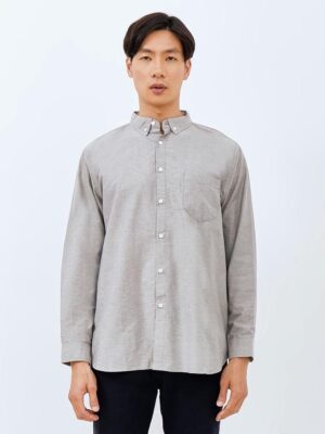 M231 Kemeja Pria Basic Polos Oxford Panjang Abu
