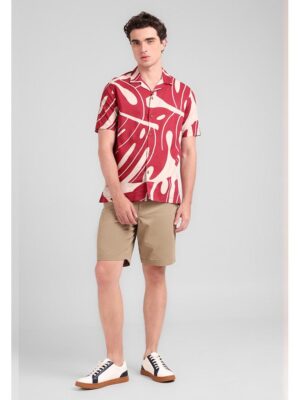 MANZONE - Kemeja Lengan Pendek Pria Lilo 1 Comfort Fit - Maroon