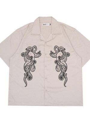 Mnst Shirt Kemeja Pendek Pria Boxy Octopus