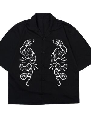 Mnst Shirt | Kemeja Pendek | Boxy | Black | Snake